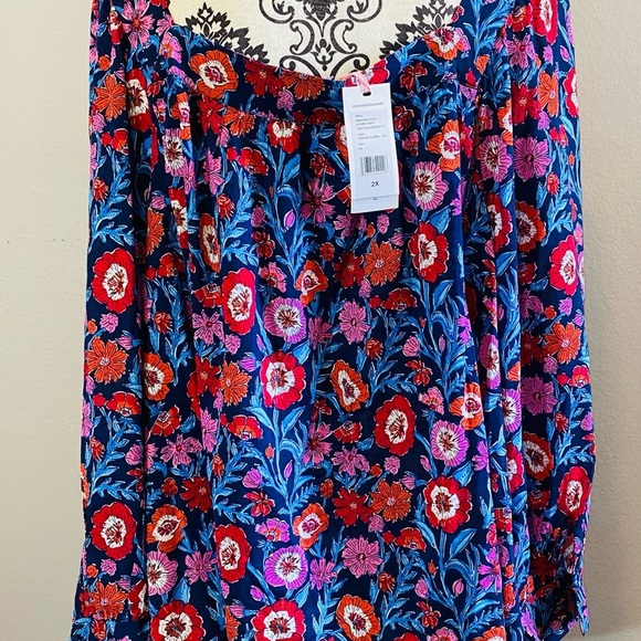 Vineyard Vines Tisbury Floral Long Sleeve Peasant Blouse NWT Sz-2X - Picture 6 of 6